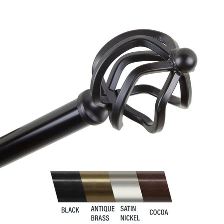 CENTRAL DESIGN Giro 0.81 in. Curtain Rod, 28-48 in. - Black CE436867